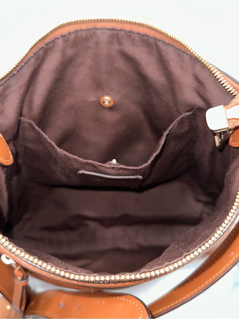Coach Mae File Pebbled Leather Crossbody Bag Brown Zip Pocket Adjustable Strap - Picture 7 of 11
